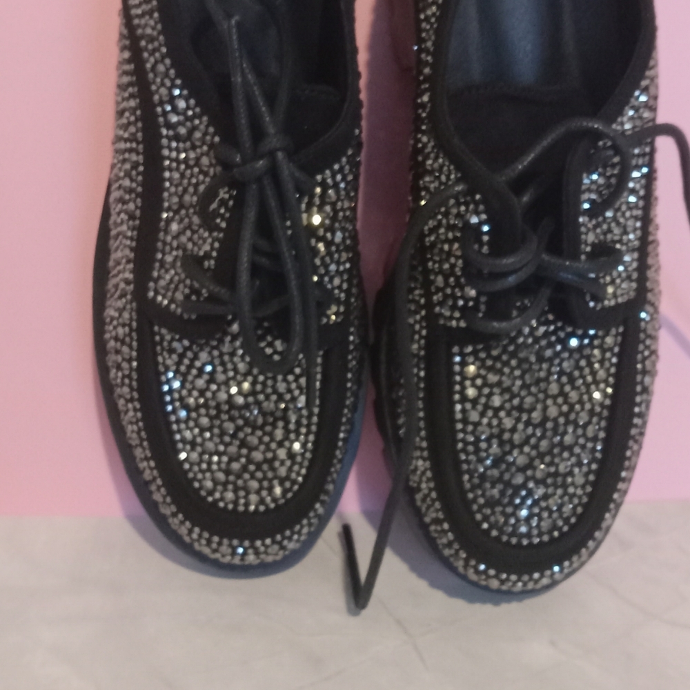 Chunky Platform Rhinestone Oxford Shoes ✨ - Picture 4 of 5